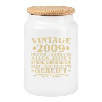 Vintage 2009 Jahrgang geboren 16 Jahre - Keksdose mit Holzdeckel - Weiß - Vorne