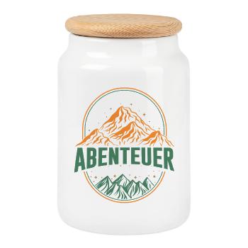 Pensioner 2026 Adventure Begins Now Gift - Cookie Jar with Wooden Lid - white - Front