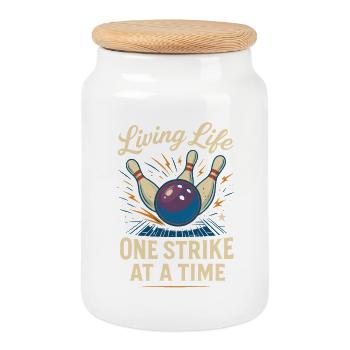 One blow after the other in life - Cookie Jar with Wooden Lid - white - Front