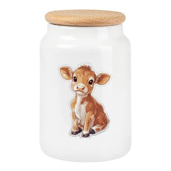 Cow - Cookie Jar with Wooden Lid - white - Front