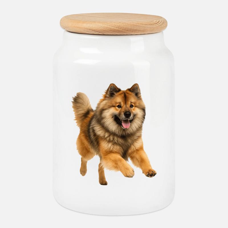Eurasier - Keksdose mit Holzdeckel - Weiß