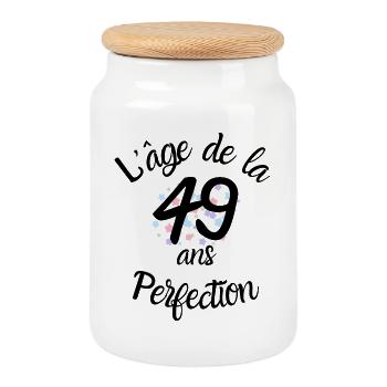 49 ans, l'âge de la perfection - Boîte à biscuits avec couvercle en bois - blanc - Devant