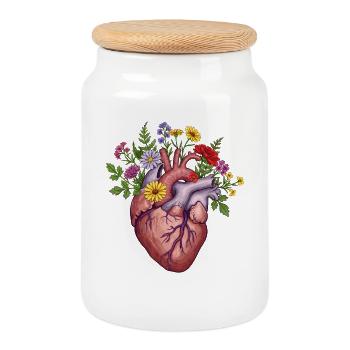 Cœur de fleur : la nature et l’amour réunis - Boîte à biscuits avec couvercle en bois - blanc - Devant