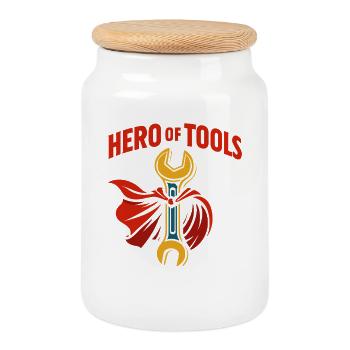 Héros Drôle D’artisan Humour - Boîte à biscuits avec couvercle en bois - blanc - Devant