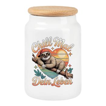 Temps de détente Votre vie Paresseuse Coucher de soleil - Boîte à biscuits avec couvercle en bois - blanc - Devant