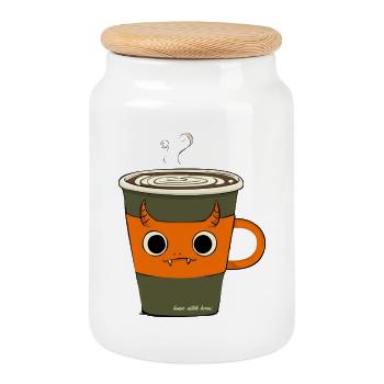 Basic Witch Brew | Funny Demon Coffee Mug - Cookie Jar with Wooden Lid - white - Front