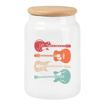 Guitariste acoustique de style rétro cool - Boîte à biscuits avec couvercle en bois - blanc - Devant