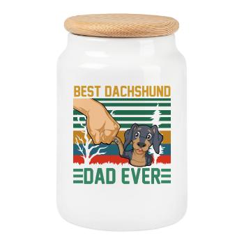 Best Dachshund Dad Fathers Day - Cookie Jar with Wooden Lid - white - Front