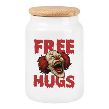 Câlins gratuits Spooky Halloween Evil Clown - Boîte à biscuits avec couvercle en bois - blanc - Devant
