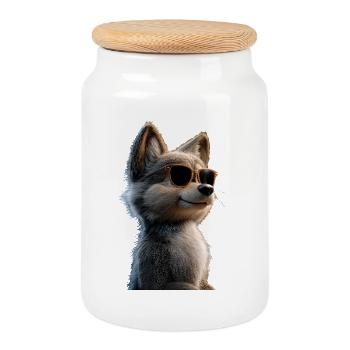 Wolf Love Wolves Wolf Pack Wolfhound Wild Wolf - Cookie Jar with Wooden Lid - white - Front