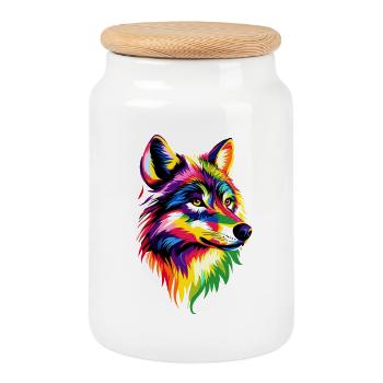 Wolf Love Wolves Wolf Pack Wolfhound Wild Wolf - Cookie Jar with Wooden Lid - white - Front