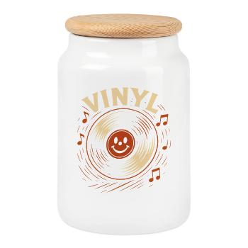 Disque vinyle Amateurs de musique Retro Vibes - Boîte à biscuits avec couvercle en bois - blanc - Devant