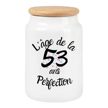 53 years old, the age of perfection - Cookie Jar with Wooden Lid - white - Front