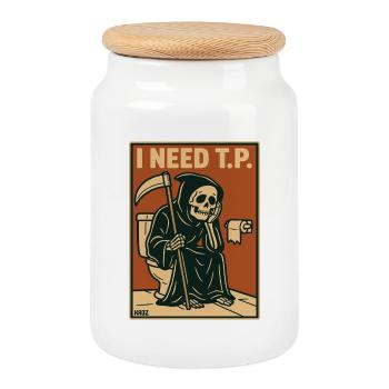 Papier toilette Faucheuse Mort Mort Humour - Boîte à biscuits avec couvercle en bois - blanc - Devant