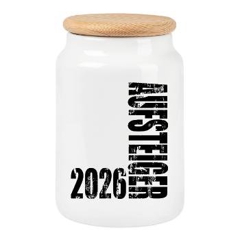 Aufsteiger 2026 Aufstiegstrikot Aufstieg 26 - Keksdose mit Holzdeckel - Weiß - Vorne