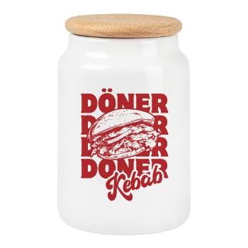 Döner Kebab - Fast Food - Spruch - Cookie Jar with Wooden Lid - white - Front