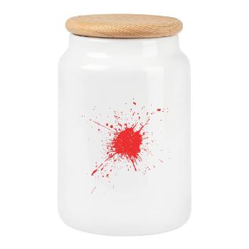 Impression abstraite d’éclaboussures de sang - Boîte à biscuits avec couvercle en bois - blanc - Devant