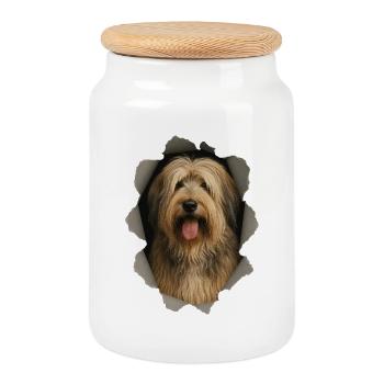 Chien de berger catalan - Boîte à biscuits avec couvercle en bois - blanc - Devant
