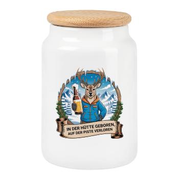 Team Party Ski Holiday Ski & Snowboarder Après Ski - Cookie Jar with Wooden Lid - white - Front