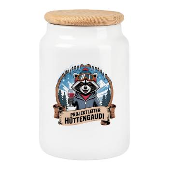 Team Party Ski Holiday Ski & Snowboarder Après Ski - Cookie Jar with Wooden Lid - white - Front
