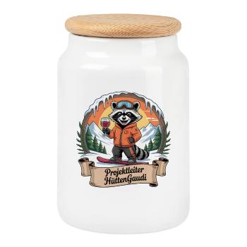 Team Party Ski Holiday Ski & Snowboarder Après Ski - Cookie Jar with Wooden Lid - white - Front