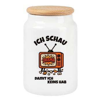 Drama - TV - Keksdose mit Holzdeckel - Weiß - Vorne