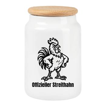Offizieller Streithahn - Keksdose mit Holzdeckel - Weiß - Vorne