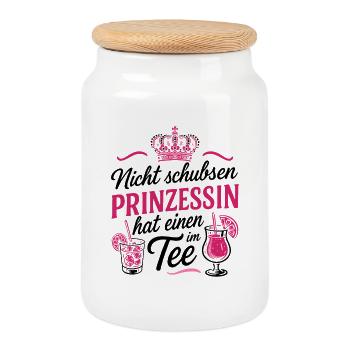 Ne poussez pas la princesse en a un dans son thé - Enterrement de vie de garçon - Boîte à biscuits avec couvercle en bois - blanc - Devant
