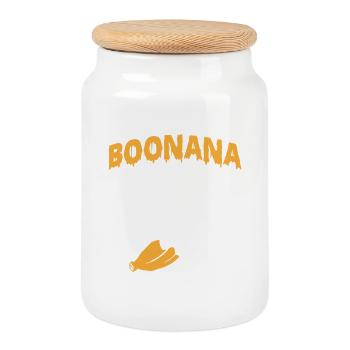 Boonana — Bananengeist Kostüm Punny Halloween - Keksdose mit Holzdeckel - Weiß - Vorne