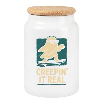 Creepin' It Echt lustiges Halloween Kostümdesign - Keksdose mit Holzdeckel - Weiß - Vorne