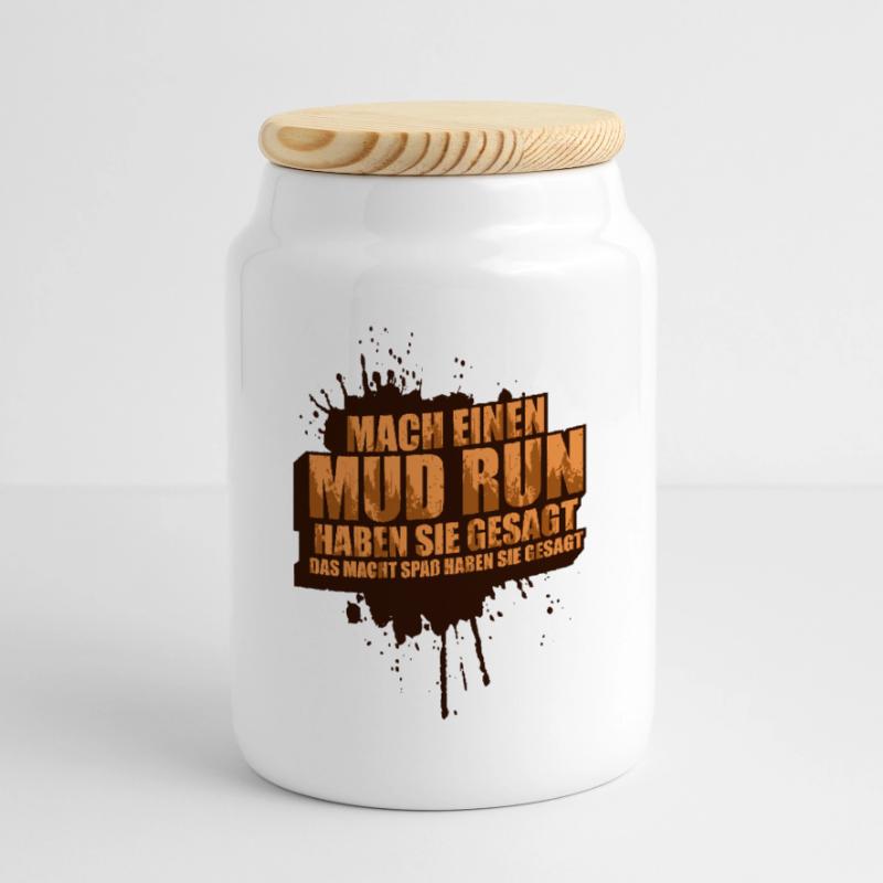 Faire une course dans la boue, une course dans la boue, une course dans la boue, une course dans la boue Boîte à biscuits avec couvercle en bois