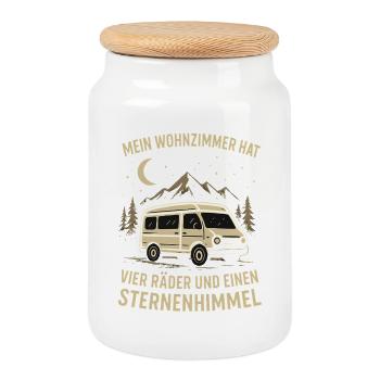 Nature Extérieur Camping-car Ciel étoilé Aventure - Boîte à biscuits avec couvercle en bois - blanc - Devant