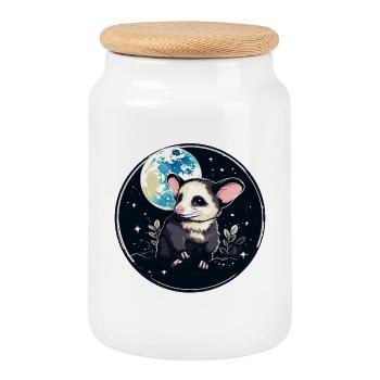 Kosmospossum Mondschein - Cookie Jar with Wooden Lid - white - Front