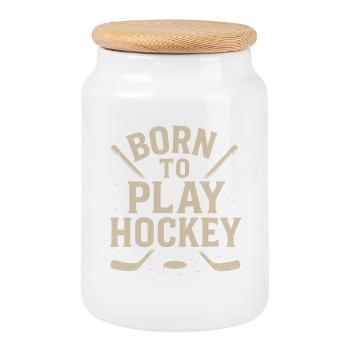 Born to play hockey - Cookie Jar with Wooden Lid - white - Front