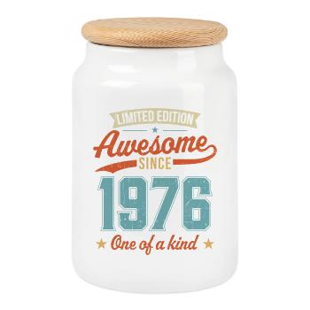 Awesome Since 1976 - Cookie Jar with Wooden Lid - white - Front