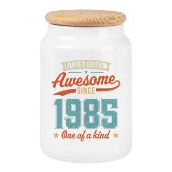 Awesome Since 1985 - Cookie Jar with Wooden Lid - white - Front