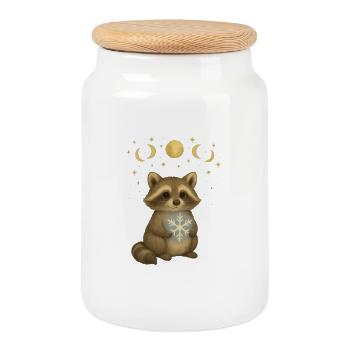 Magischer Weihnachts Waschbär - Keksdose mit Holzdeckel - Weiß - Vorne