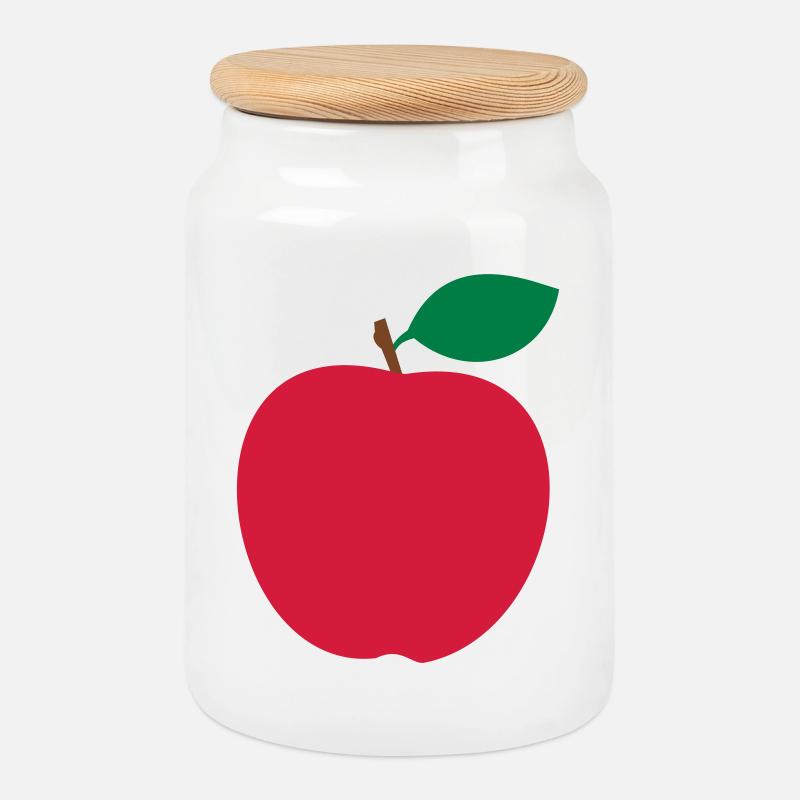 Roter Apfel - Keksdose mit Holzdeckel - Weiß