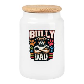Dad Bold Bulldog Graphic - Cookie Jar with Wooden Lid - white - Front