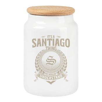 Santiago Crest T-Shirt - Keksdose mit Holzdeckel - Weiß - Vorne