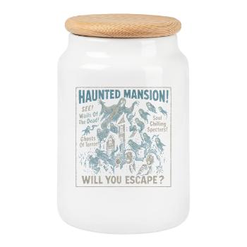 Haunted Mansion Affiche de film Vintage Halloween - Boîte à biscuits avec couvercle en bois - blanc - Devant