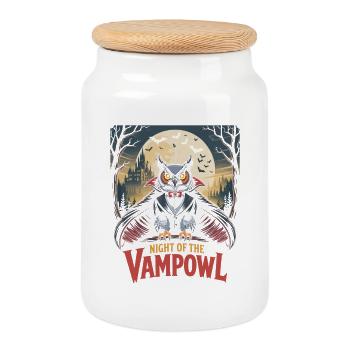 Night of the Vampire Owl - Cookie Jar with Wooden Lid - white - Front