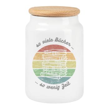 Tant de livres... si peu de temps pour lire le livre - Boîte à biscuits avec couvercle en bois - blanc - Devant