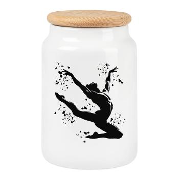 Gymnastics Floor Artistic Gymnastics - Cookie Jar with Wooden Lid - white - Front
