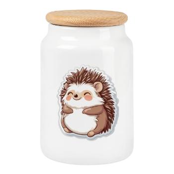 Hérisson - Boîte à biscuits avec couvercle en bois - blanc - Devant
