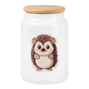 Hérisson - Boîte à biscuits avec couvercle en bois - blanc - Devant