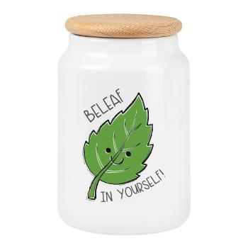 Feuilles en vous-même - Boîte à biscuits avec couvercle en bois - blanc - Devant