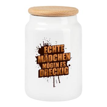 Echte Mädchen Schlammlauf Mud Run Muddy Race - Keksdose mit Holzdeckel - Weiß - Vorne