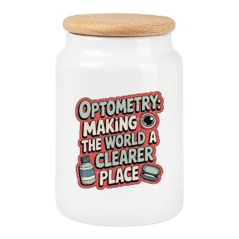 Optometry Making the World A Clearer Eye Doctor - Cookie Jar with Wooden Lid - white - Front