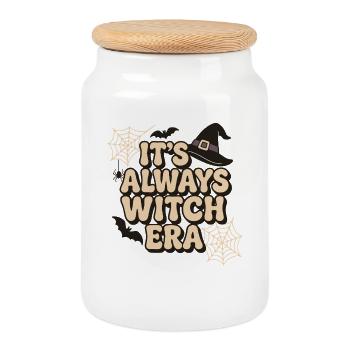 It's Always Witch Era Funny Halloween Saying - Cookie Jar with Wooden Lid - white - Front